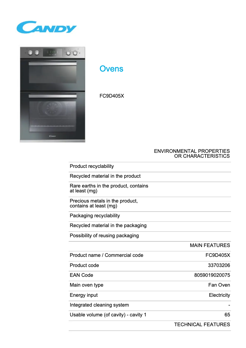 Image de la première page du manuel de l'appareil FC9D405X