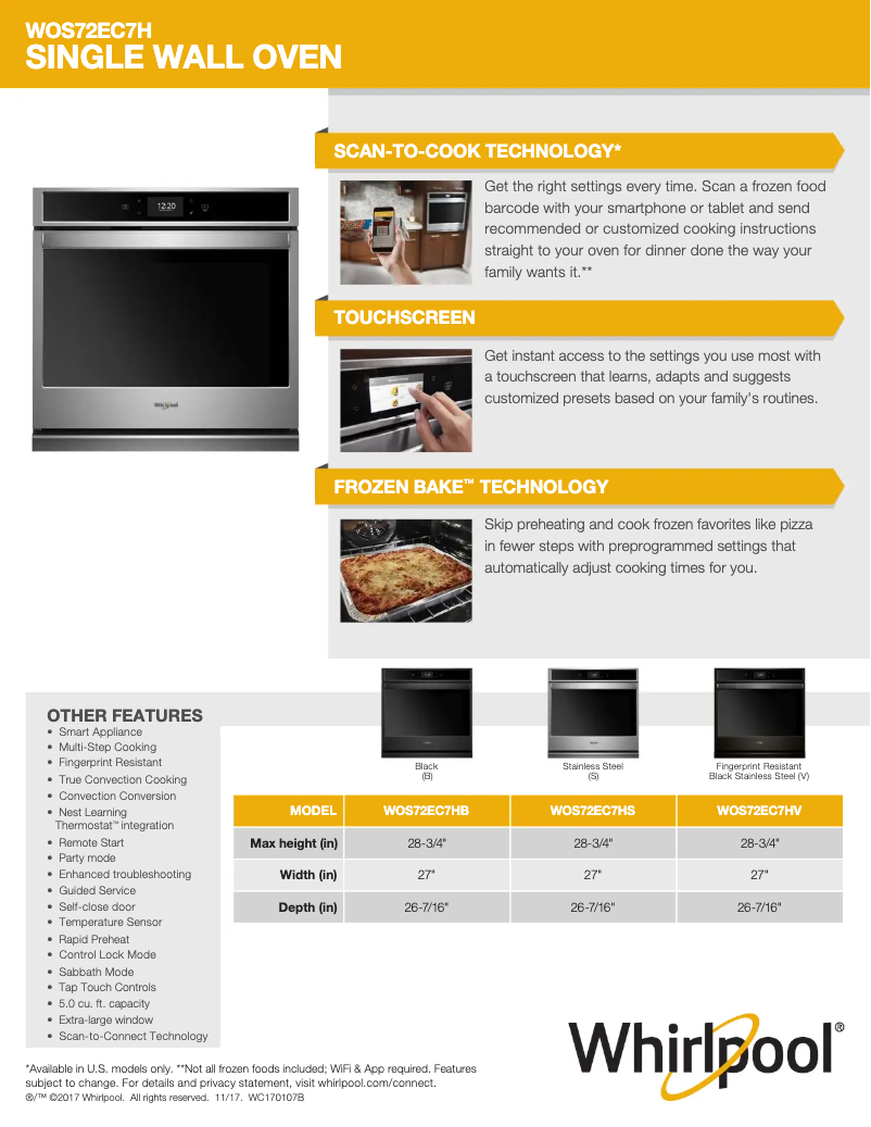 First page image of the manual for WOS72EC7HS