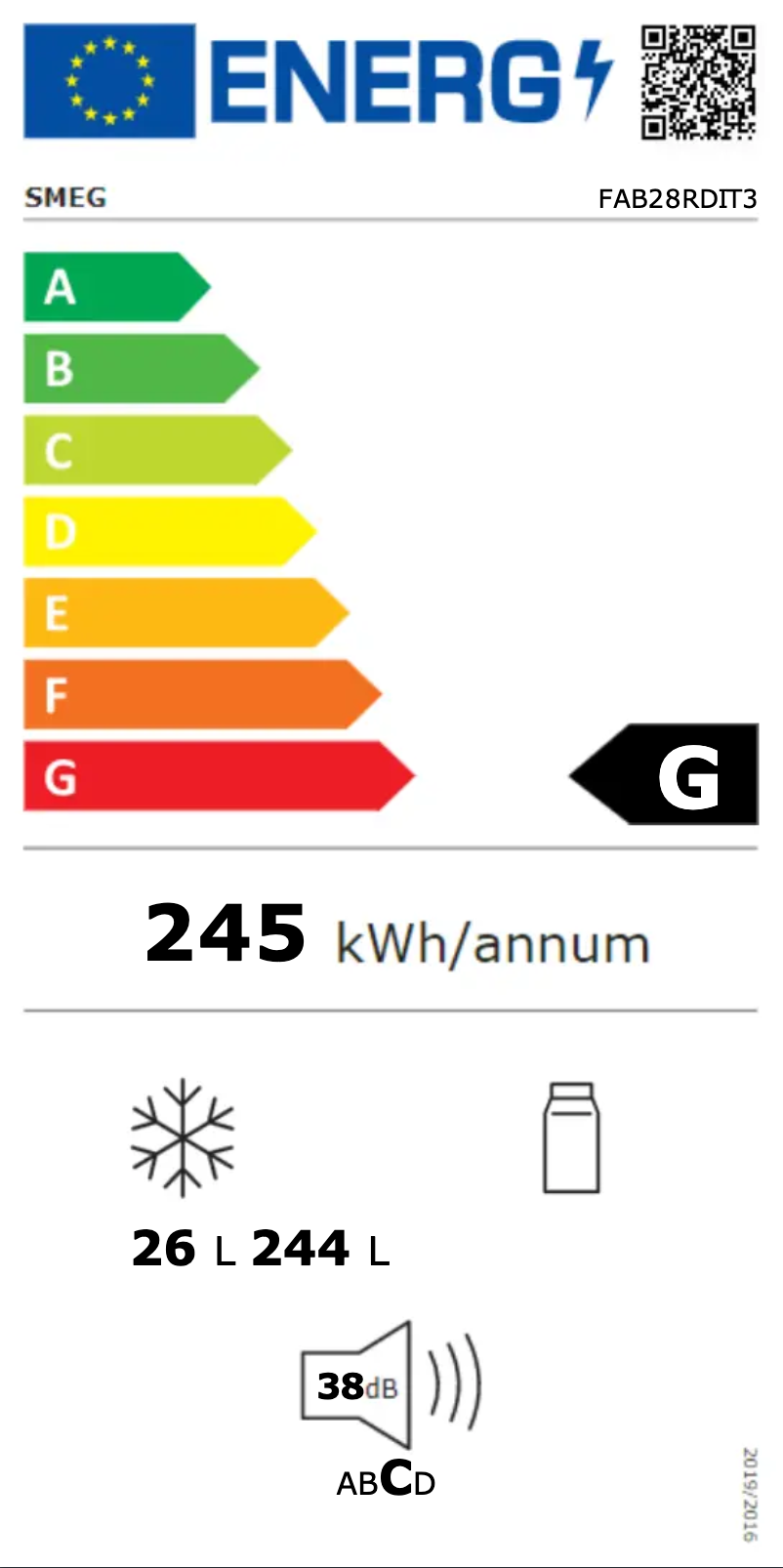Page n°1 - Label énergétique Smeg FAB28RDIT3