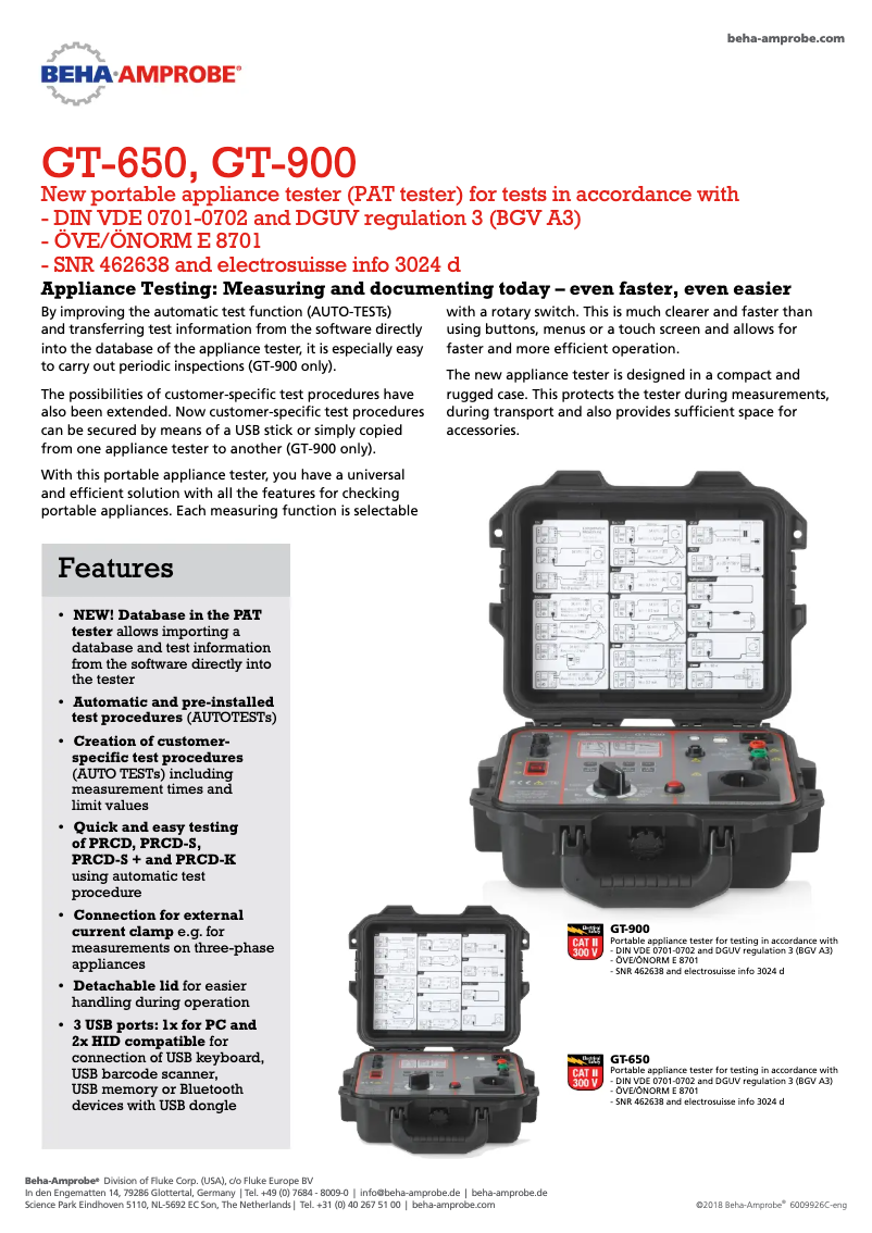 Page n°1 - Fiche technique Beha-Amprobe GT-650-CH
