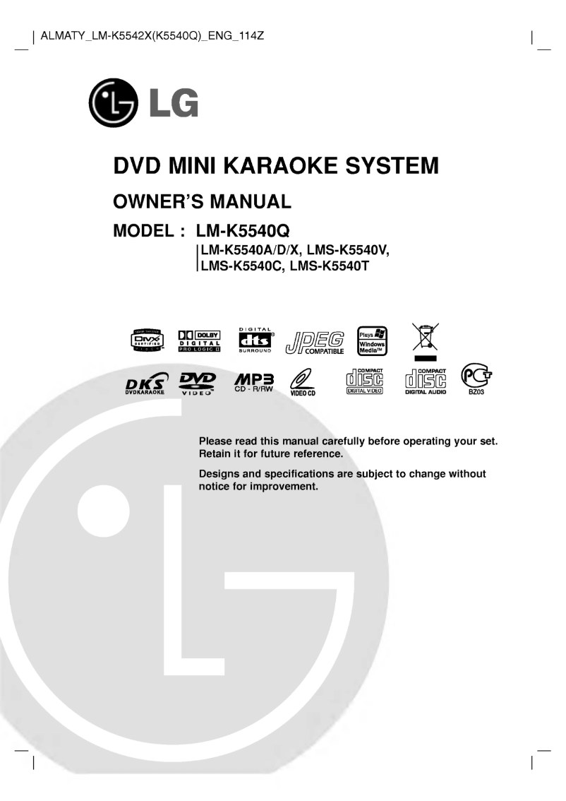 Image de la première page du manuel de l'appareil LM-K5540X