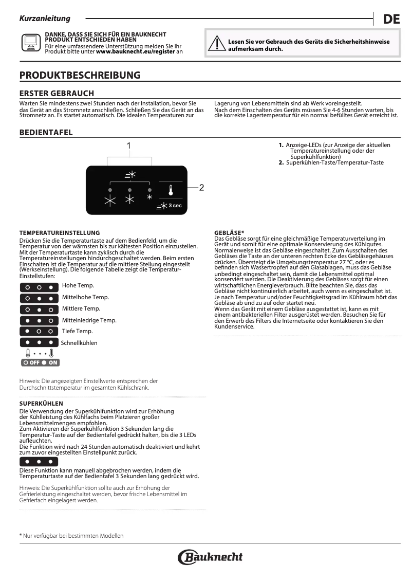 Image de la première page du manuel de l'appareil KGLF 182 IN 2