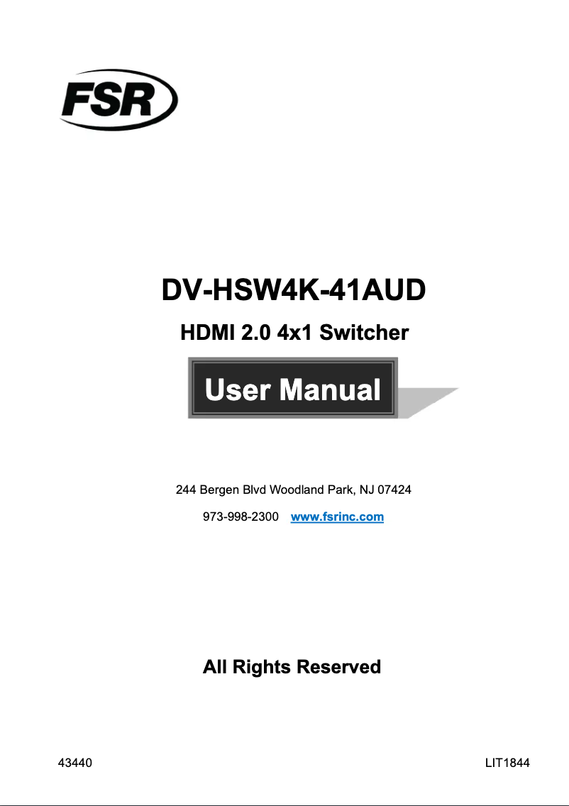 Page n°1 - Manuel utilisateur FSR DV-HSW4K-41AUD