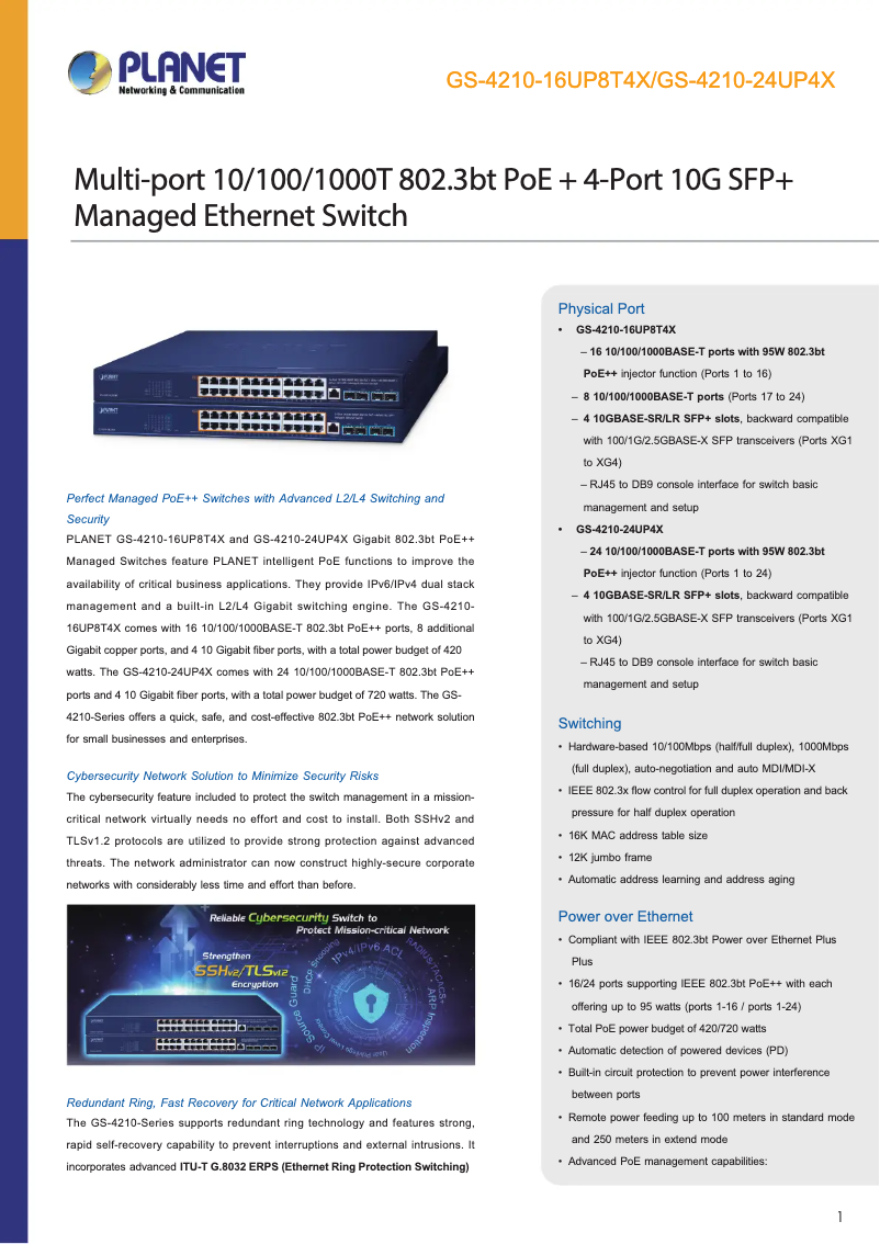 Image de la première page du manuel de l'appareil GS-4210-16UP8T4X