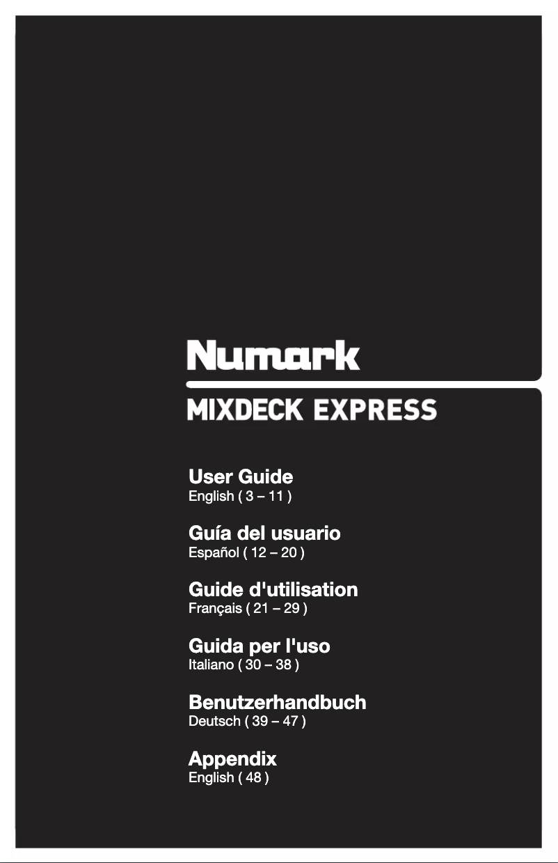 Page n°1 - Manuel utilisateur Numark Mixdeck Express