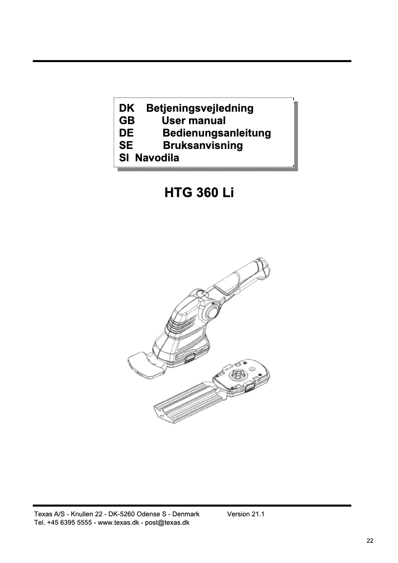 Image de la première page du manuel de l'appareil HTG360Li