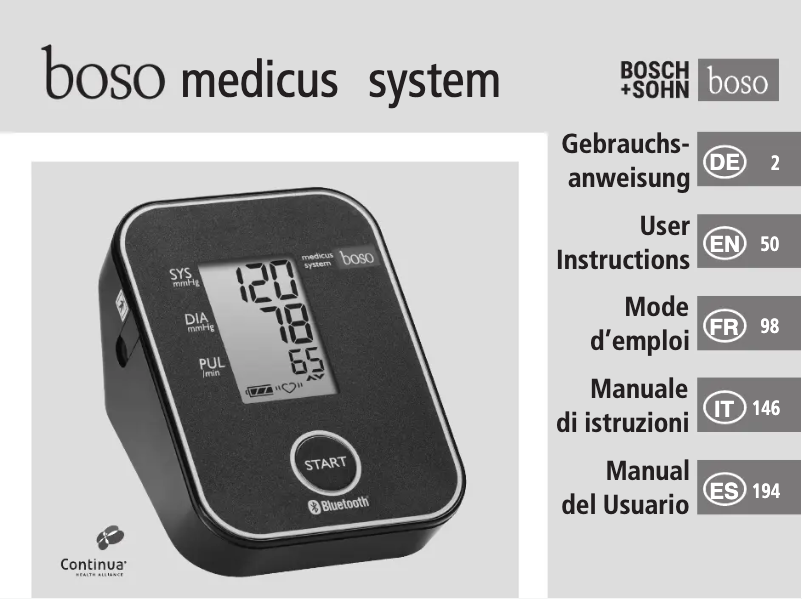 Page 1 de la notice Manuel utilisateur Boso Medicus System
