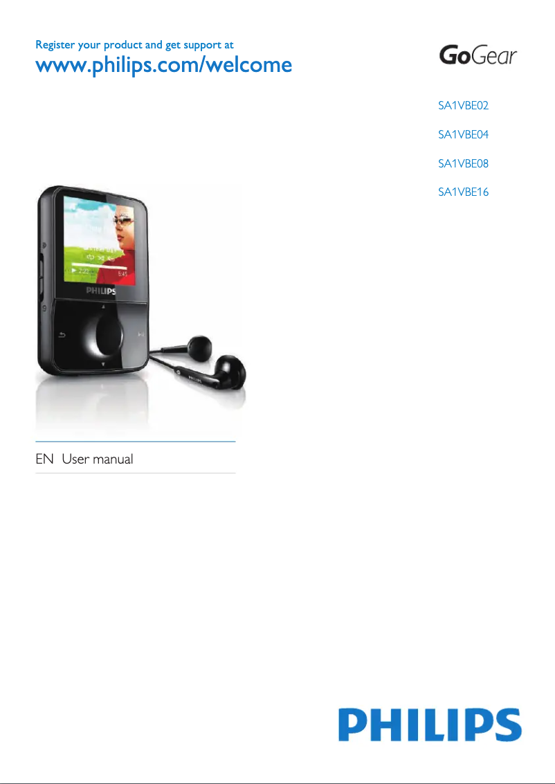 Image de la première page du manuel de l'appareil GoGear SA1VBE08P