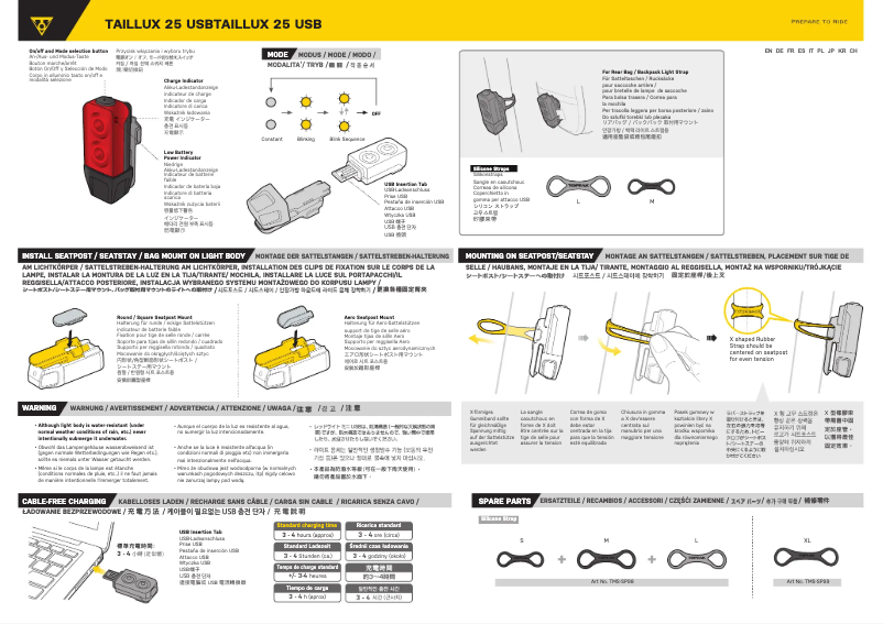 Page 1 de la notice Manuel utilisateur Topeak TAILLUX 25 USB