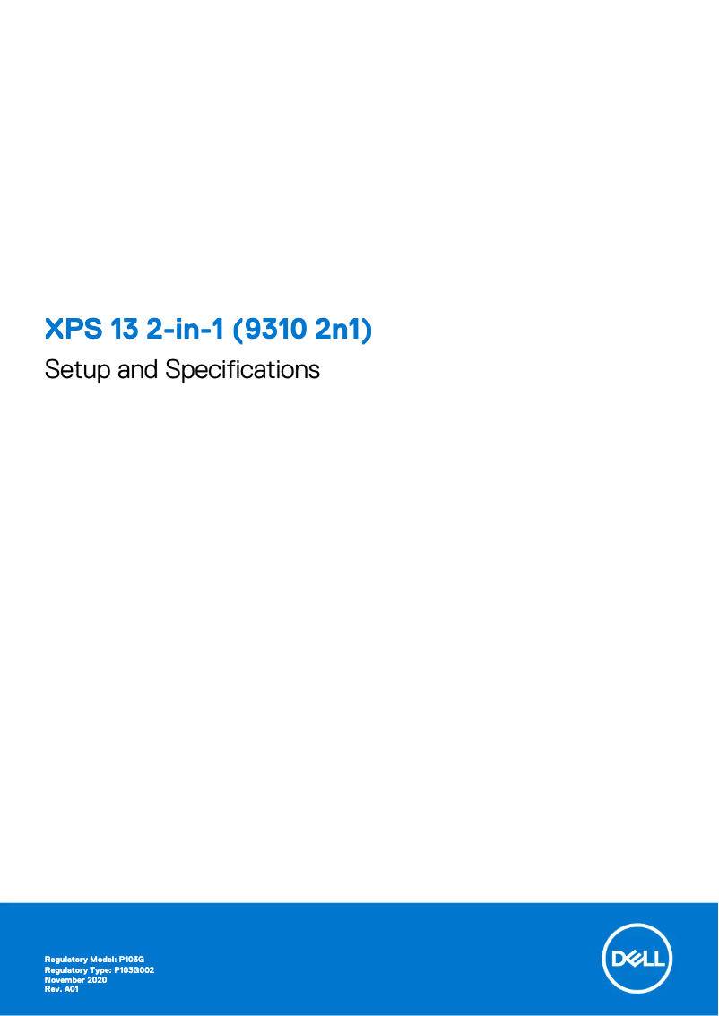 Page n°1 - Guide d'installation Dell XPS 13 9310