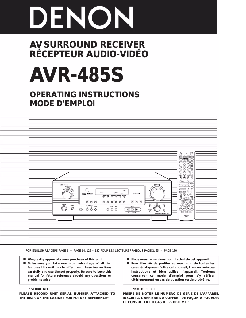Página 1 del manual Manual de usuario Denon AVR-485S