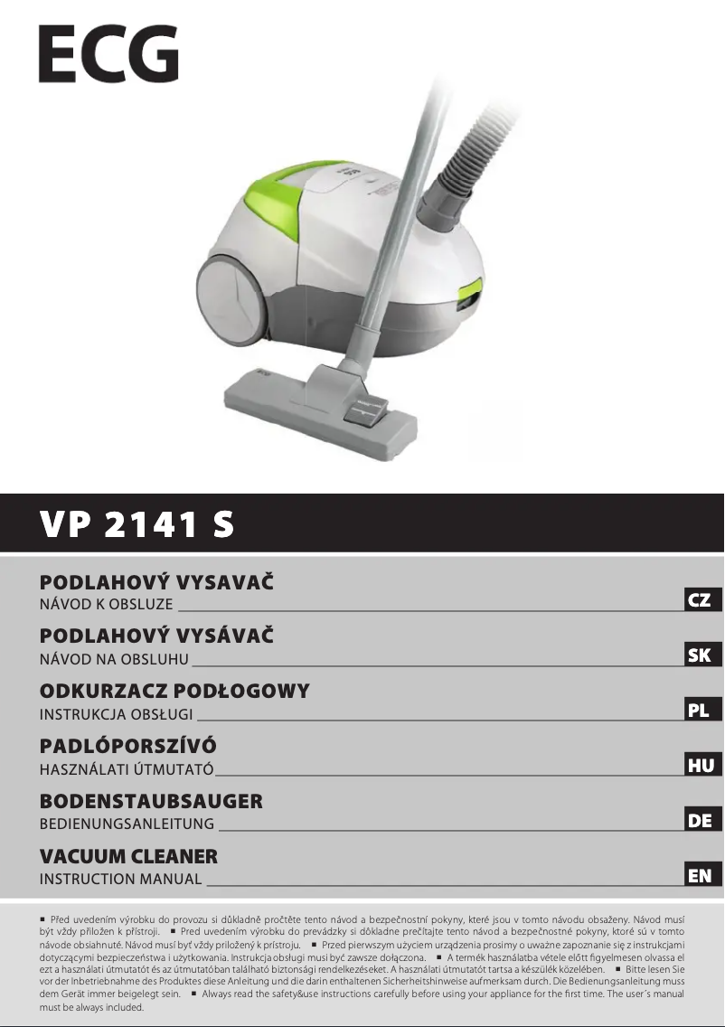 Page 1 of the manual User Manual ECG VP 2141 S AZZURO