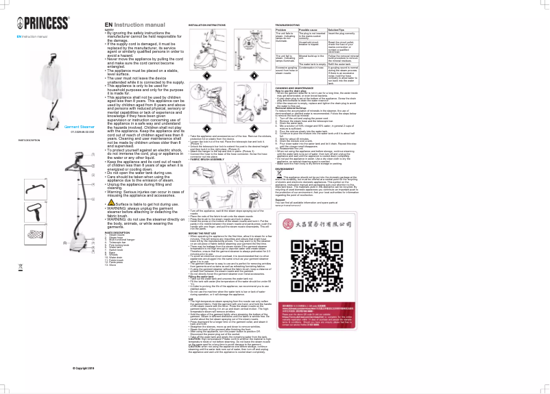 Page 1 de la notice Manuel utilisateur Princess 426578