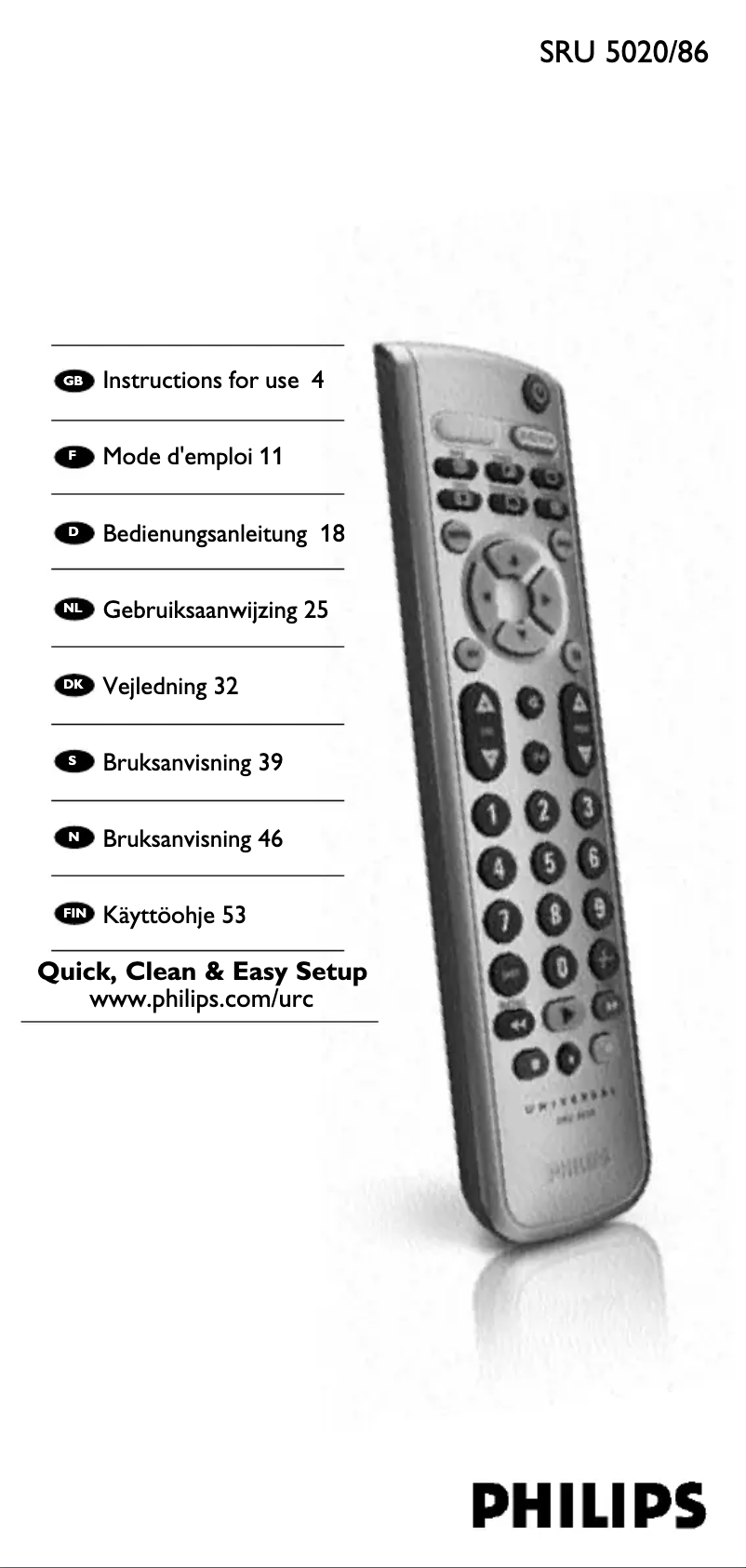 Page 1 de la notice Mode d'emploi Philips SRU5020