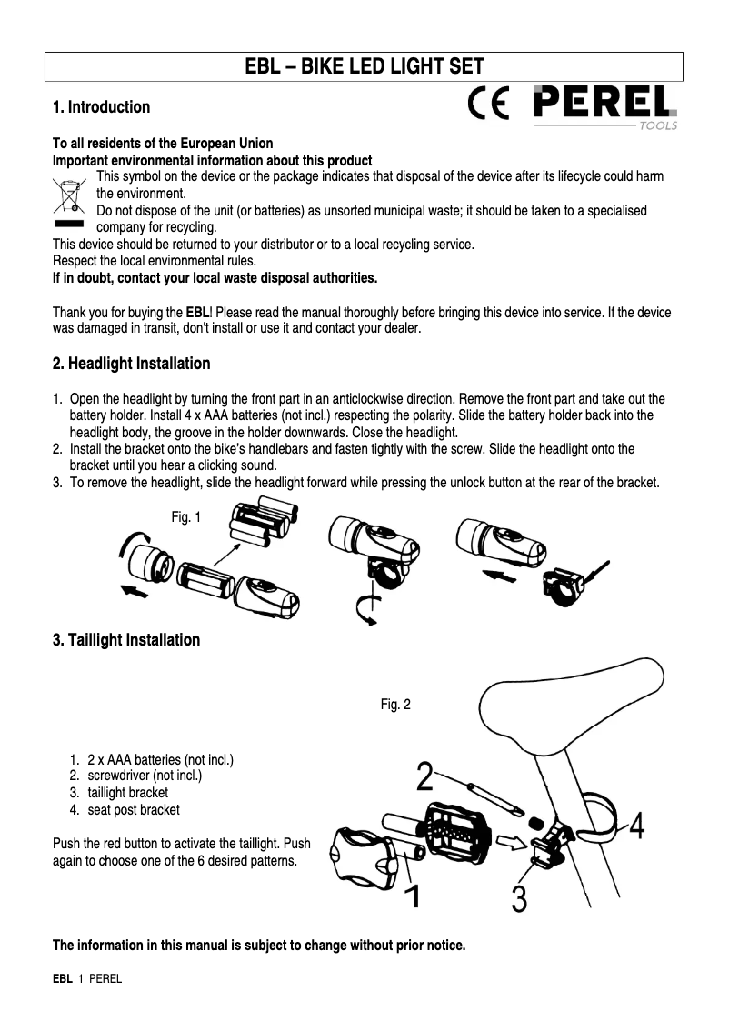 Página 1 del manual Manual de usuario Velleman EBL