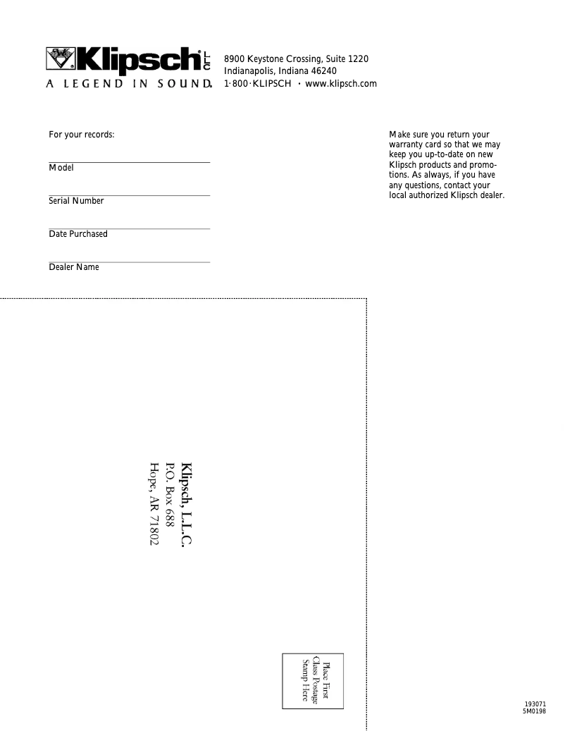 Page 1 de la notice Manuel utilisateur Klipsch KSW-50