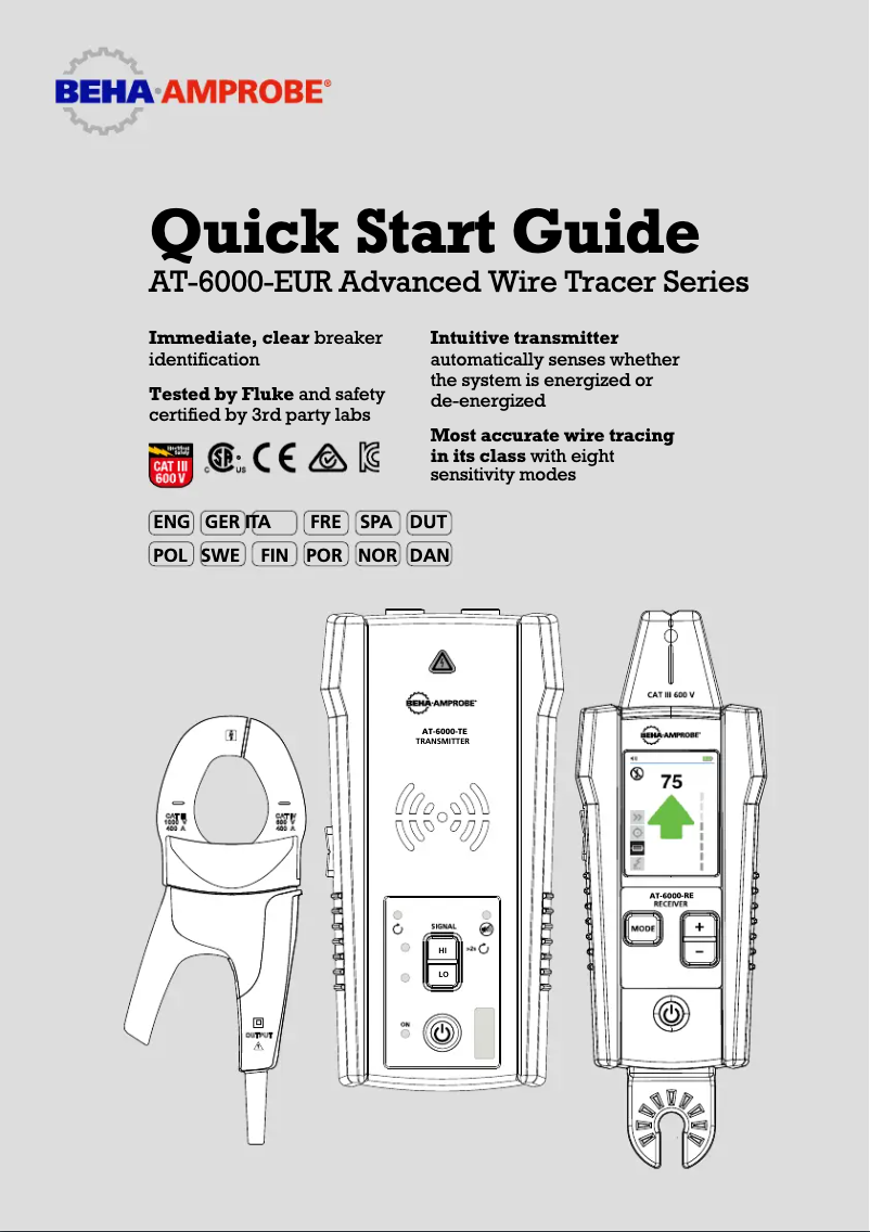 Page n°1 - Guide de démarrage rapide Beha-Amprobe AT-6020-EUR