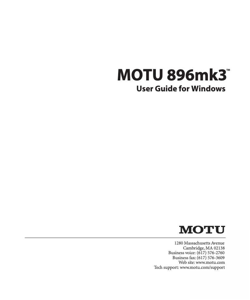 Page 1 of the manual User Manual Motu 896HD