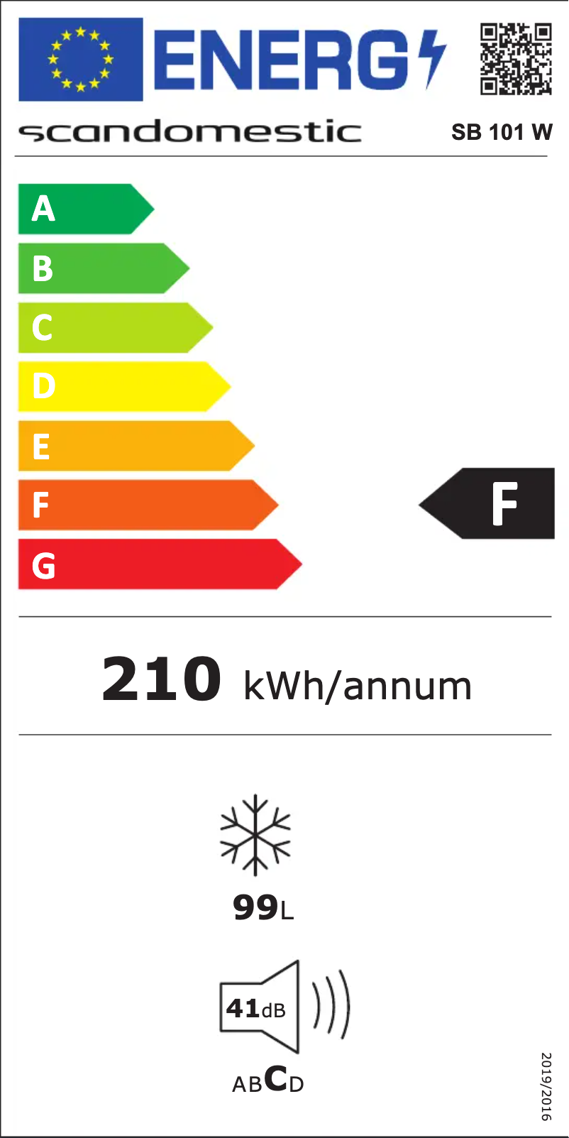 Page n°1 - Label énergétique Scandomestic SB 101 W