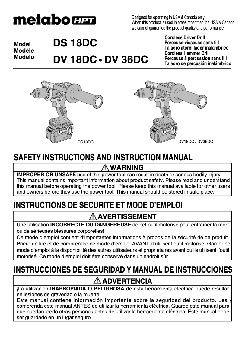 Image de la première page du manuel de l'appareil DS18DC