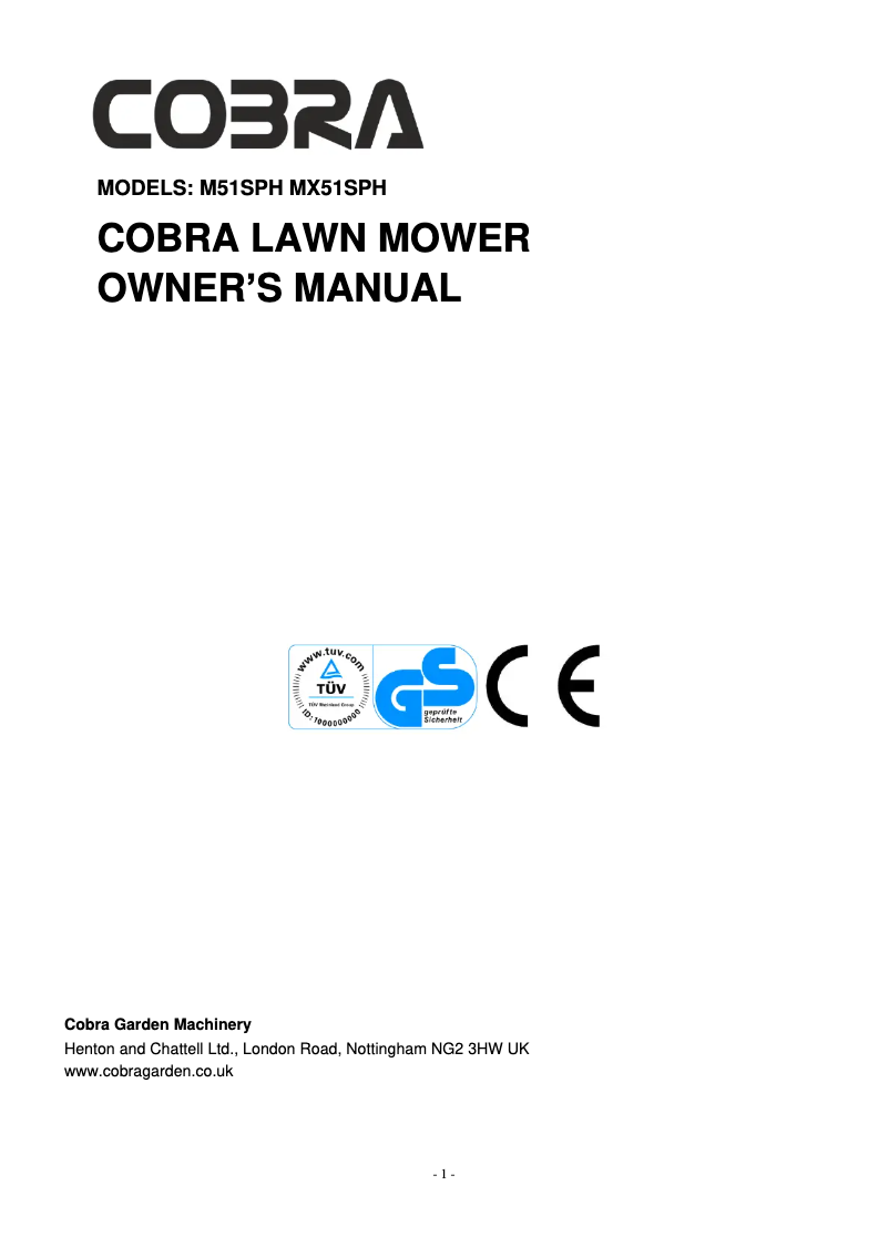 Page 1 de la notice Manuel utilisateur Cobra M51SPH
