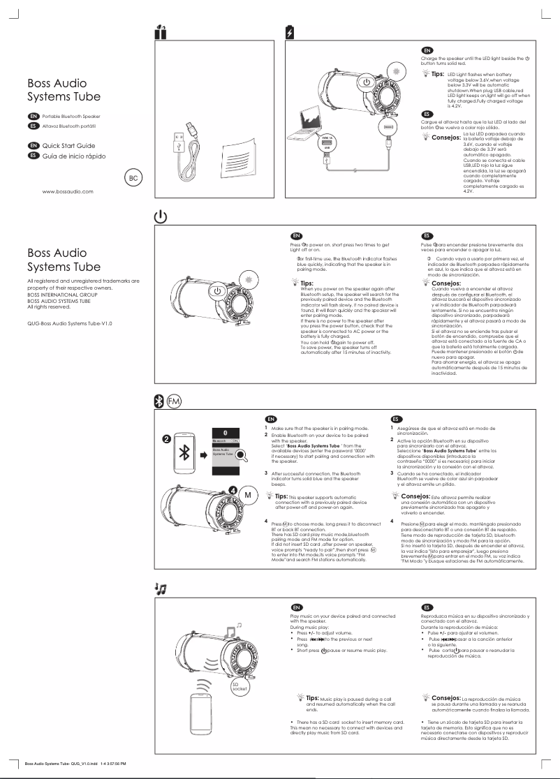 Page n°1 - Manuel utilisateur Boss TUBE