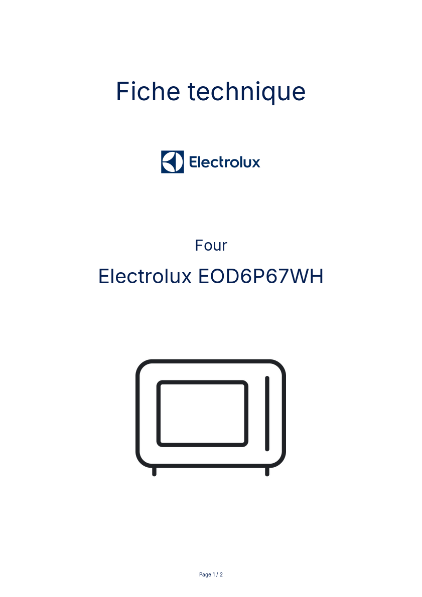 Page n°1 - Fiche technique Electrolux EOD6P67WH