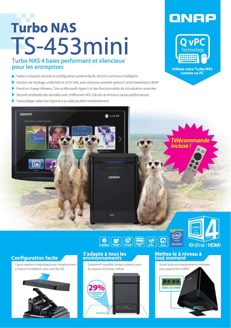 Page 1 de la notice Fiche technique QNAP TS-453mini