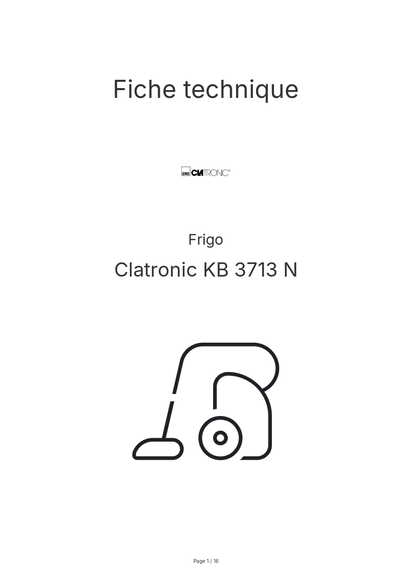 Page n°1 - Fiche technique Clatronic KB 3713 N