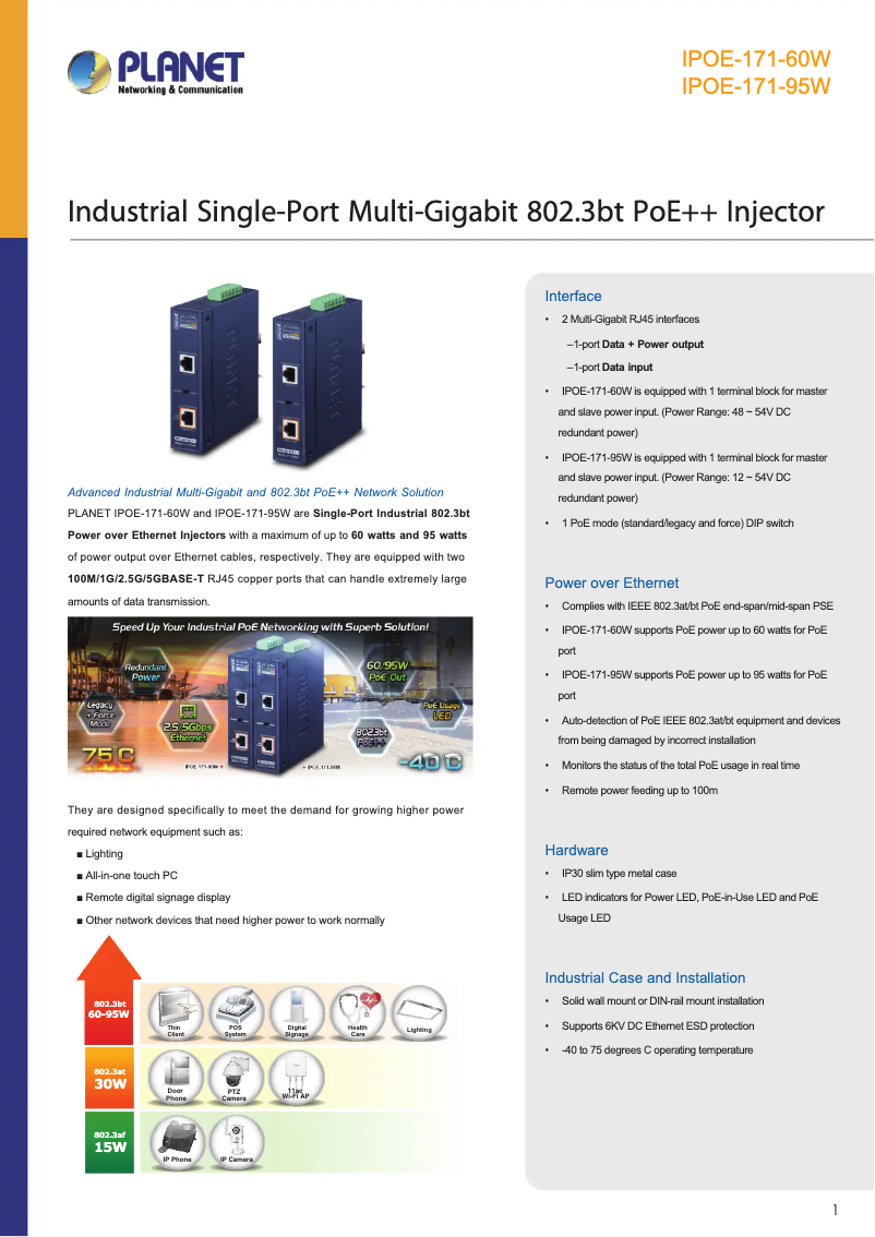 Image de la première page du manuel de l'appareil IPOE-171-95W