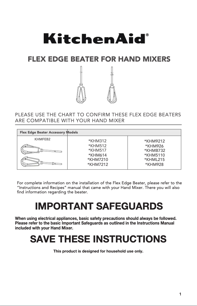 Page n°1 - Manuel utilisateur KitchenAid KHMFEB2