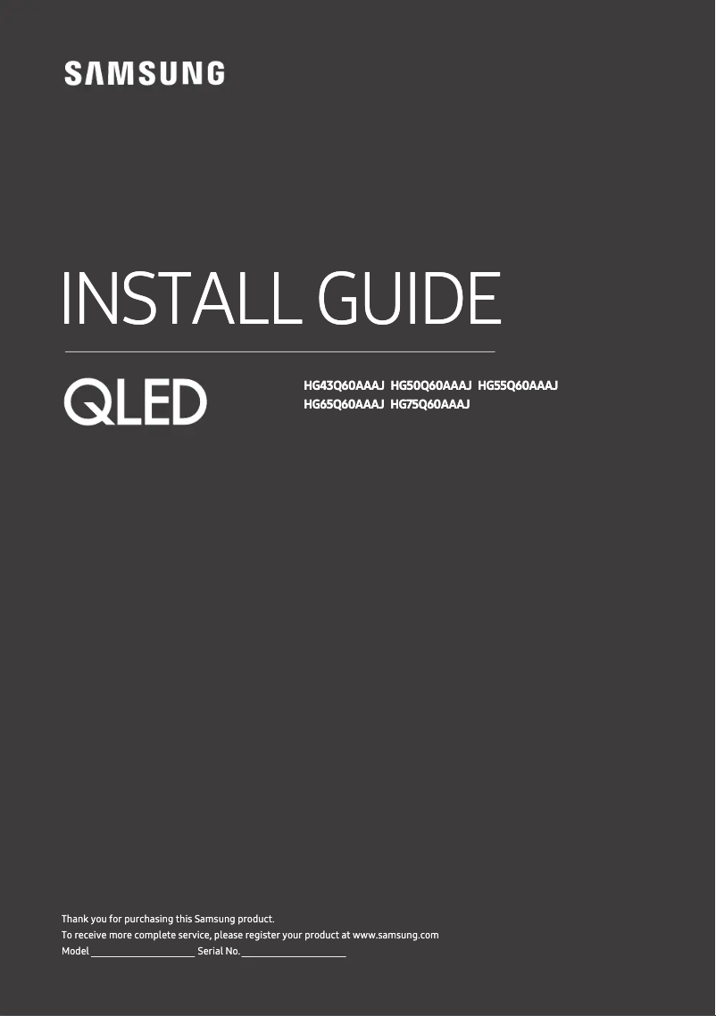 Page 1 de la notice Guide d'installation Samsung HG55Q60AAAJ