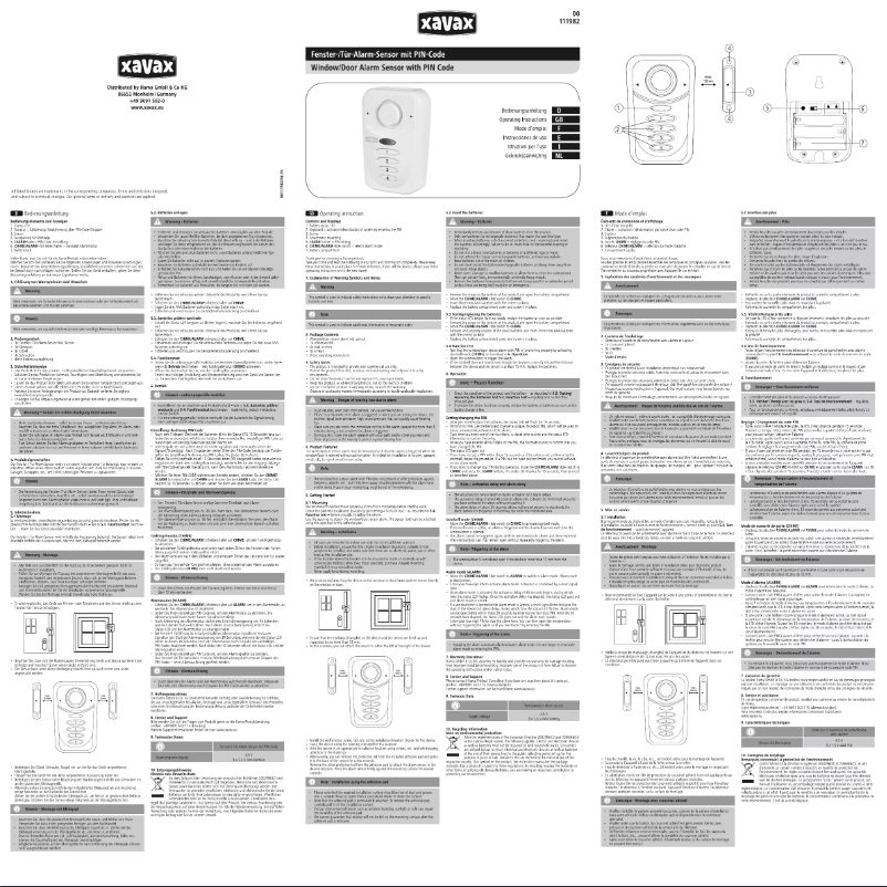 Page 1 de la notice Manuel utilisateur Xavax 00111982