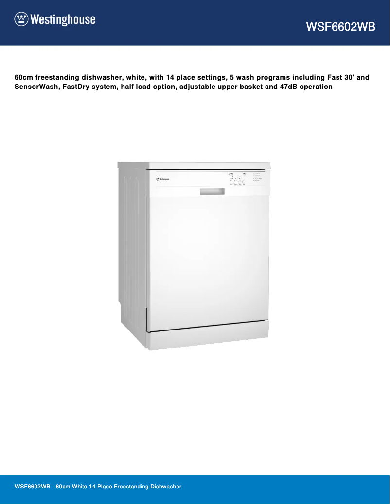 Image de la première page du manuel de l'appareil WSF6602WB