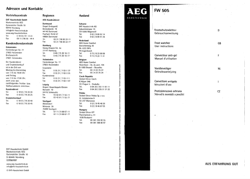 Image de la première page du manuel de l'appareil FW 505