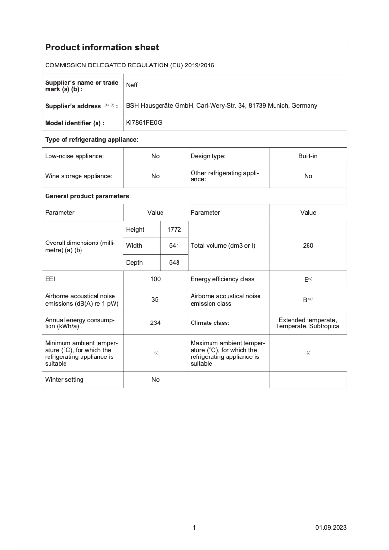 Image de la première page du manuel de l'appareil KI7861FE0G