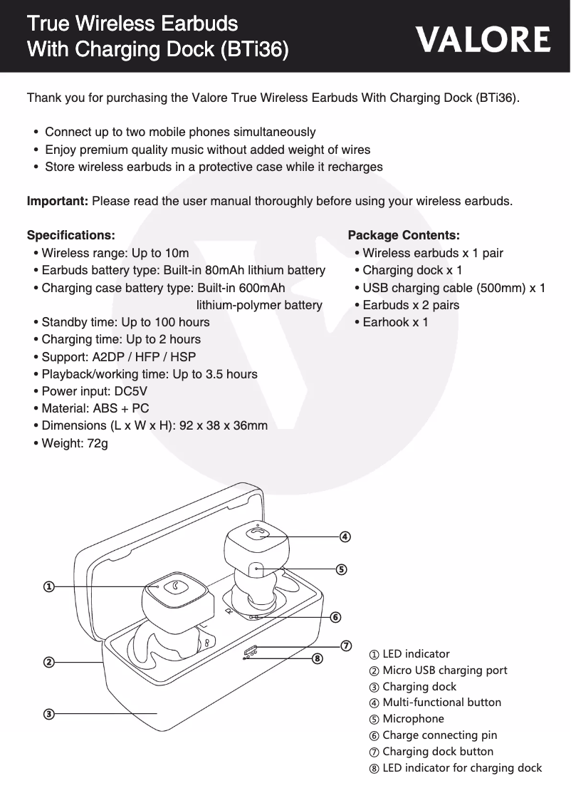 Image de la première page du manuel de l'appareil BTi36