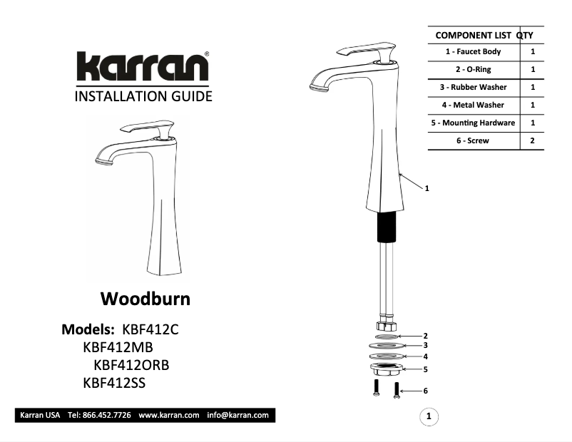 Page n°1 - Manuel utilisateur Karran Woodburn KBF412C