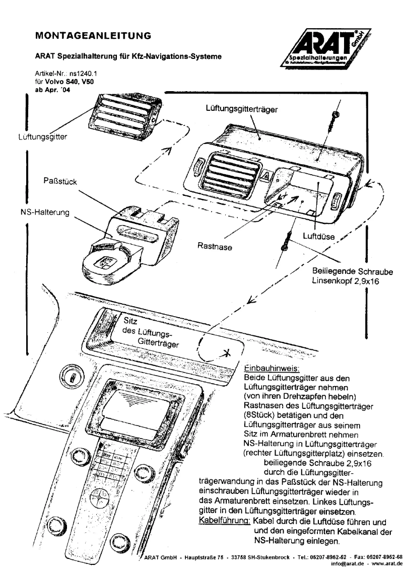 Page 1 de la notice Manuel utilisateur Arat NS1240.1