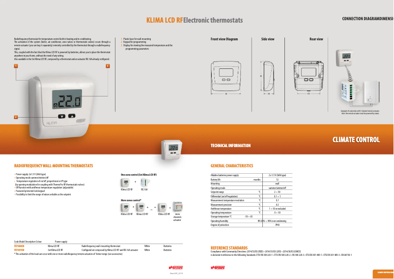 Page n°1 - Fiche technique Vemer Klima LCD RF