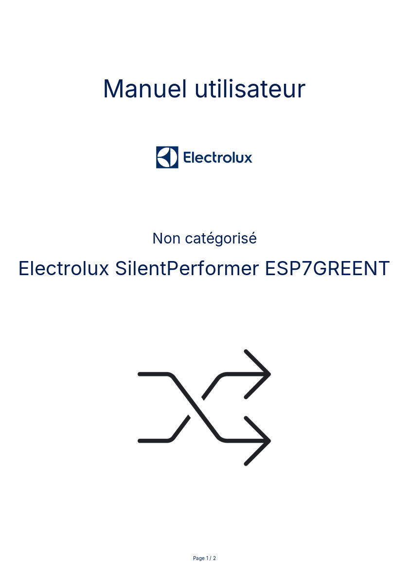 Page n°1 - Manuel utilisateur Electrolux SilentPerformer ESP7GREENT