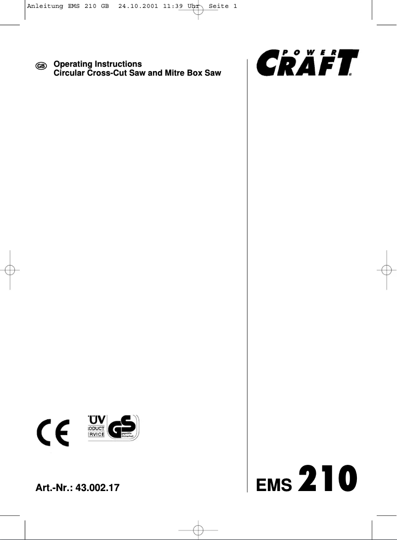 Page 1 de la notice Manuel utilisateur Power Craft EMS 210