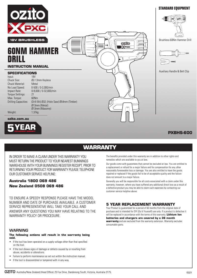 Image de la première page du manuel de l'appareil PXBHDK-6040E