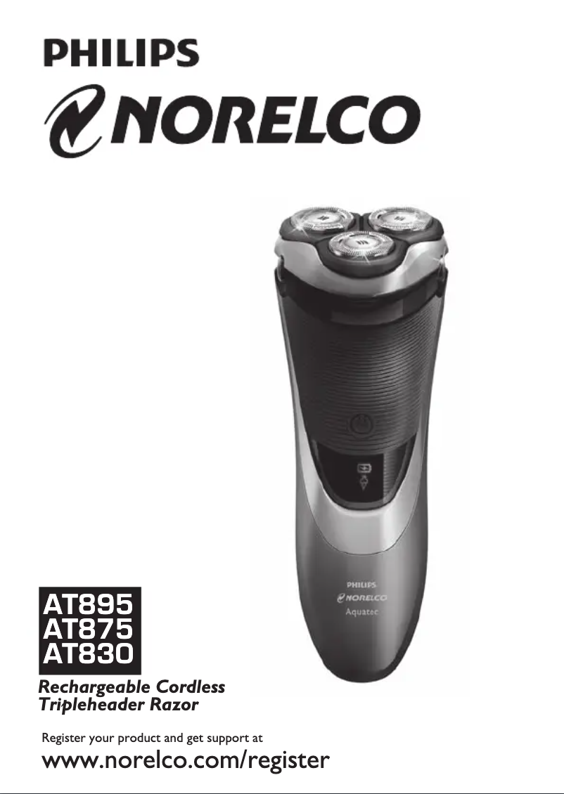 Image de la première page du manuel de l'appareil Norelco PowerTouch AT875