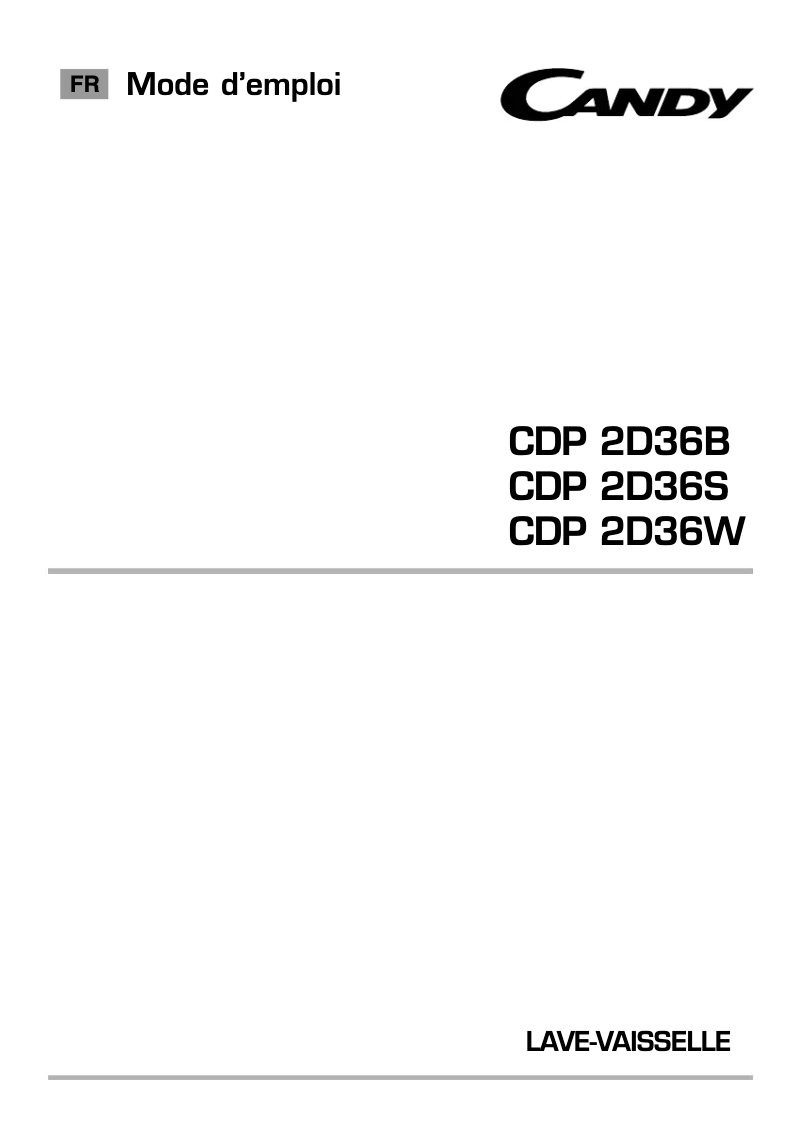 Page n°1 - Manuel utilisateur Candy CDP 2D36W