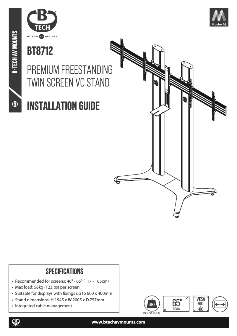 Page 1 de la notice Manuel utilisateur B-Tech BT8712