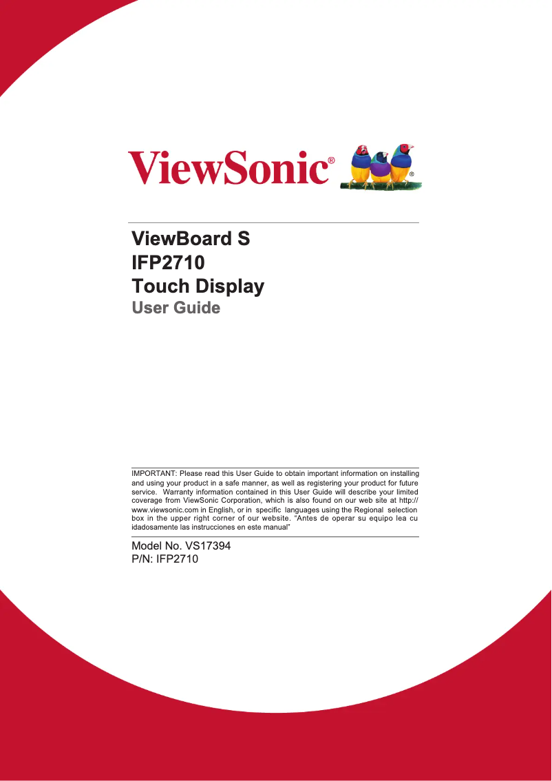 Page 1 de la notice Manuel utilisateur Viewsonic IFP2710