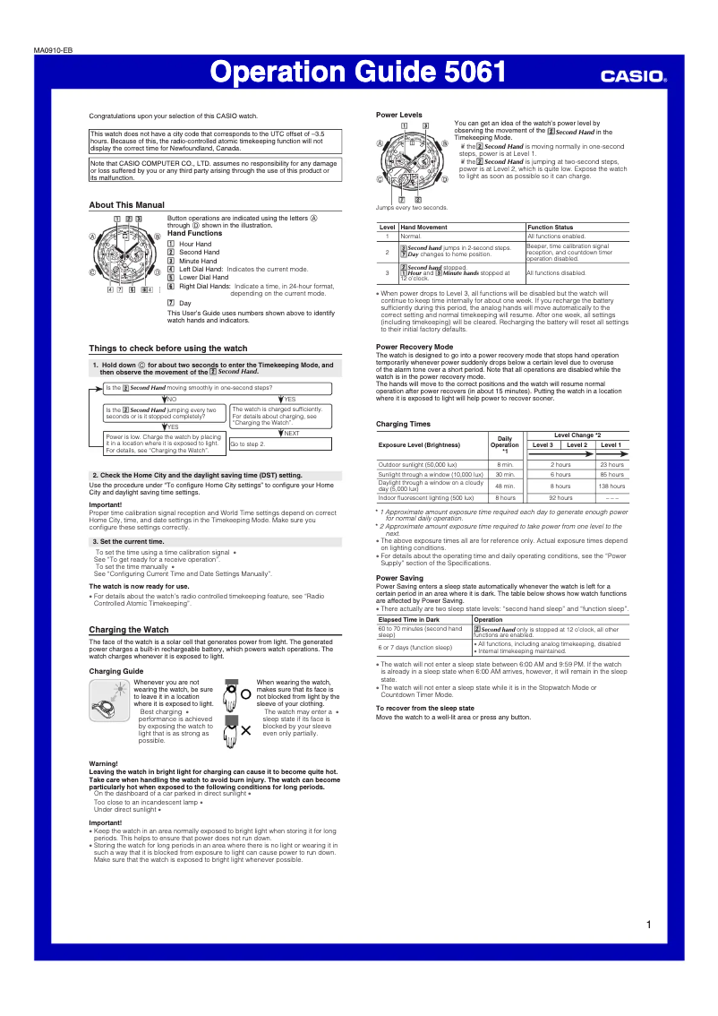 Page 1 de la notice Manuel utilisateur Casio Edifice EQW-M1000DB-1AER