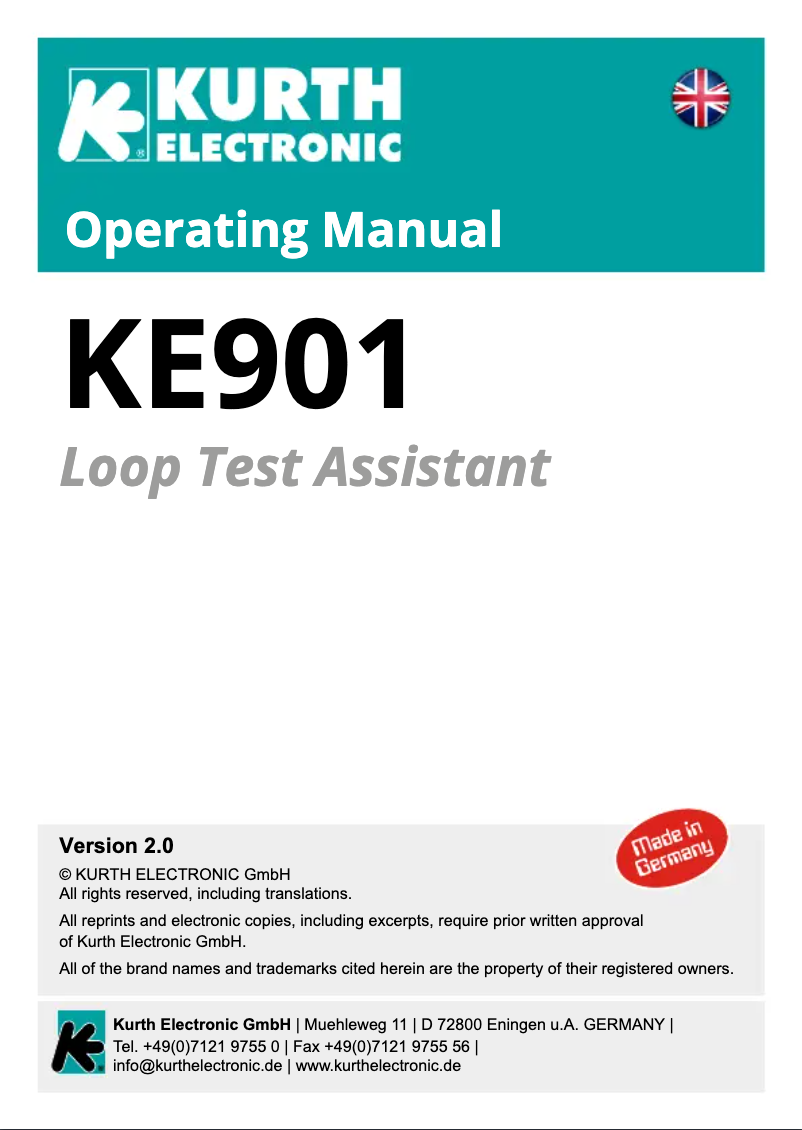 Page n°1 - Manuel utilisateur Kurth Electronic KE901