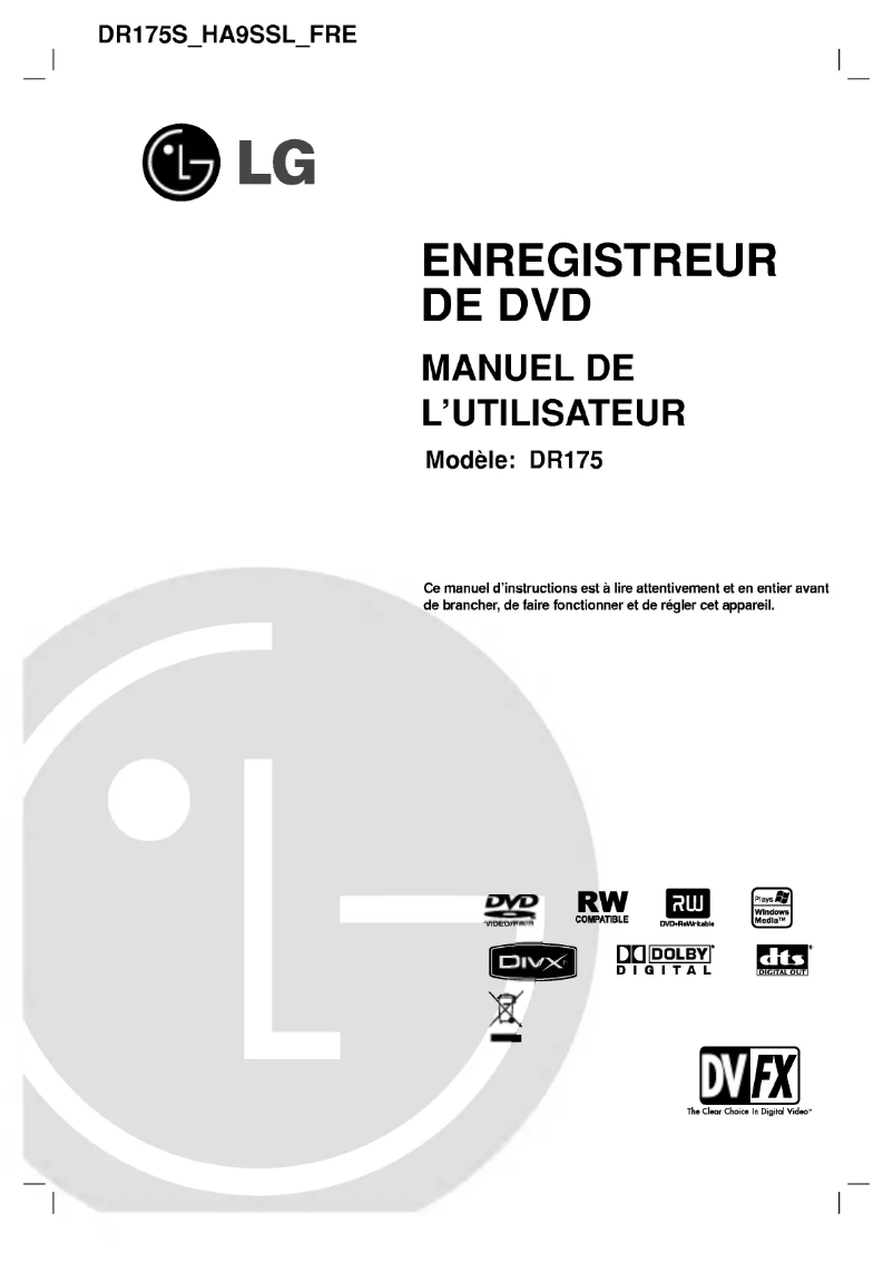 Image de la première page du manuel de l'appareil DR175S